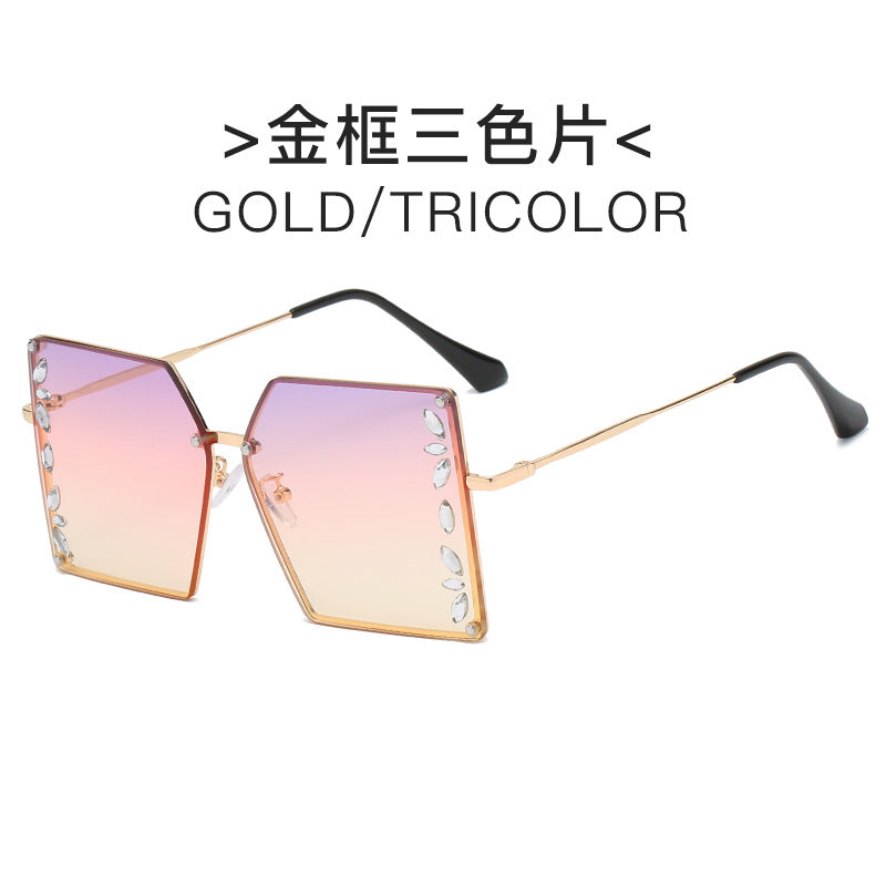 Women's futuristic sunglasses with striking hexagonal frame and high-quality glitter accents Stornfield