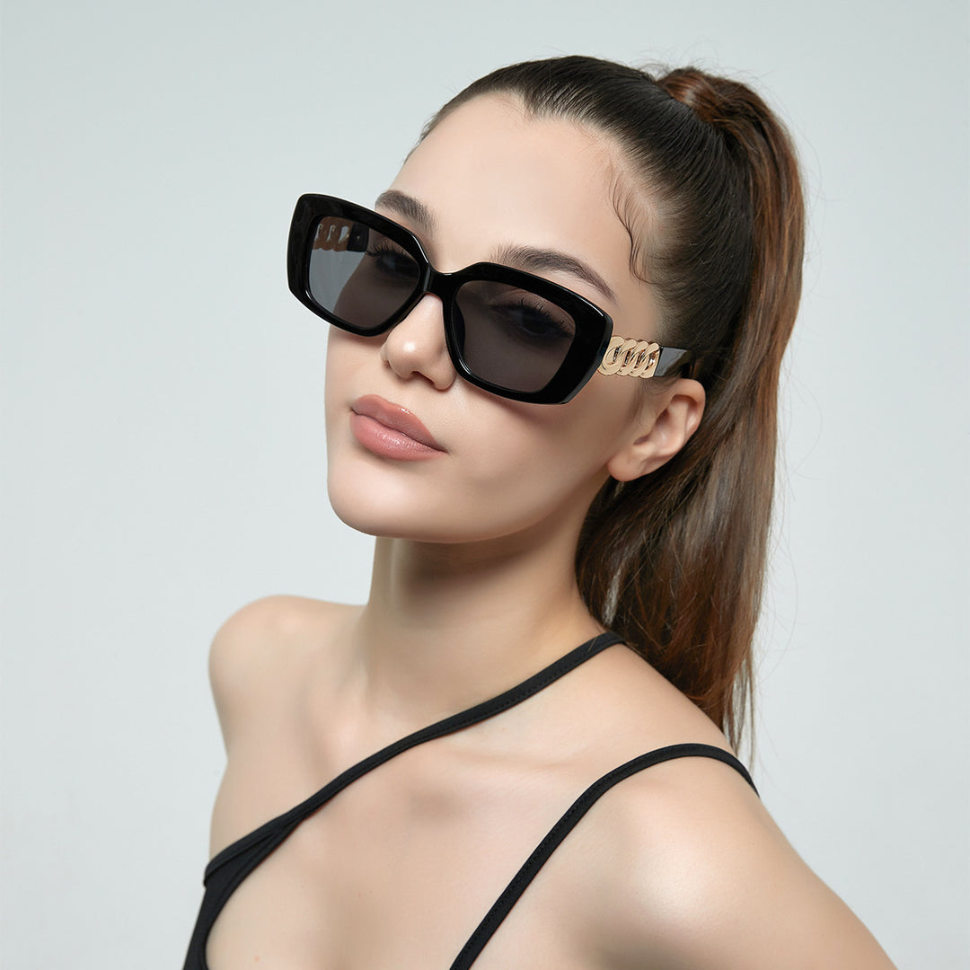 Ladies elegant square sunglasses with gold embellished frame Stornfield
