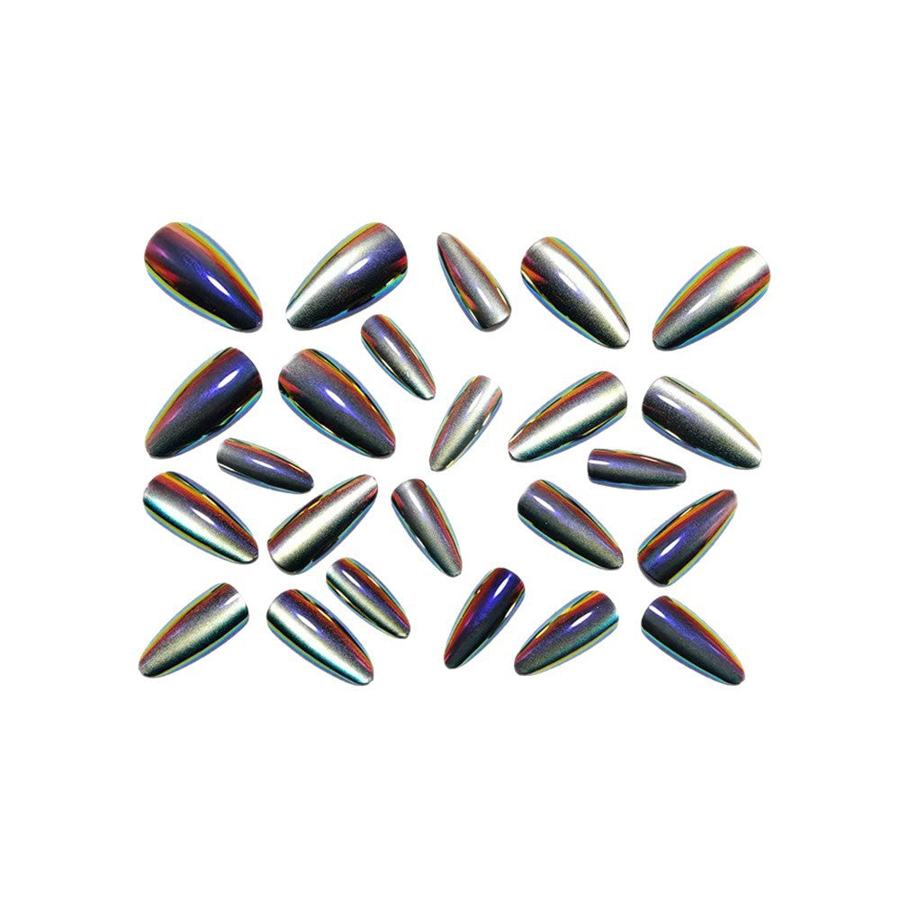 Glossy Artificial Nails in Futuristic Style Stornfield
