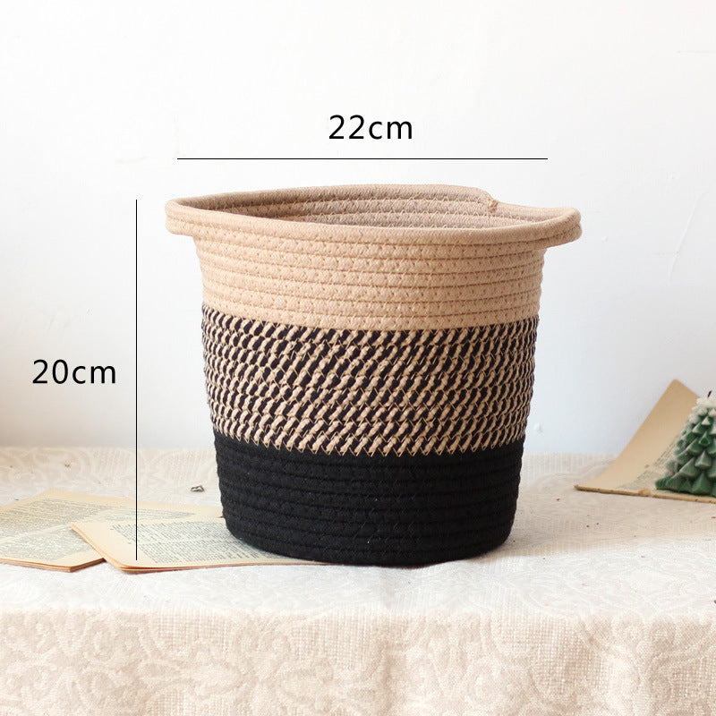 Stylish storage bucket made of woven natural material Stornfield