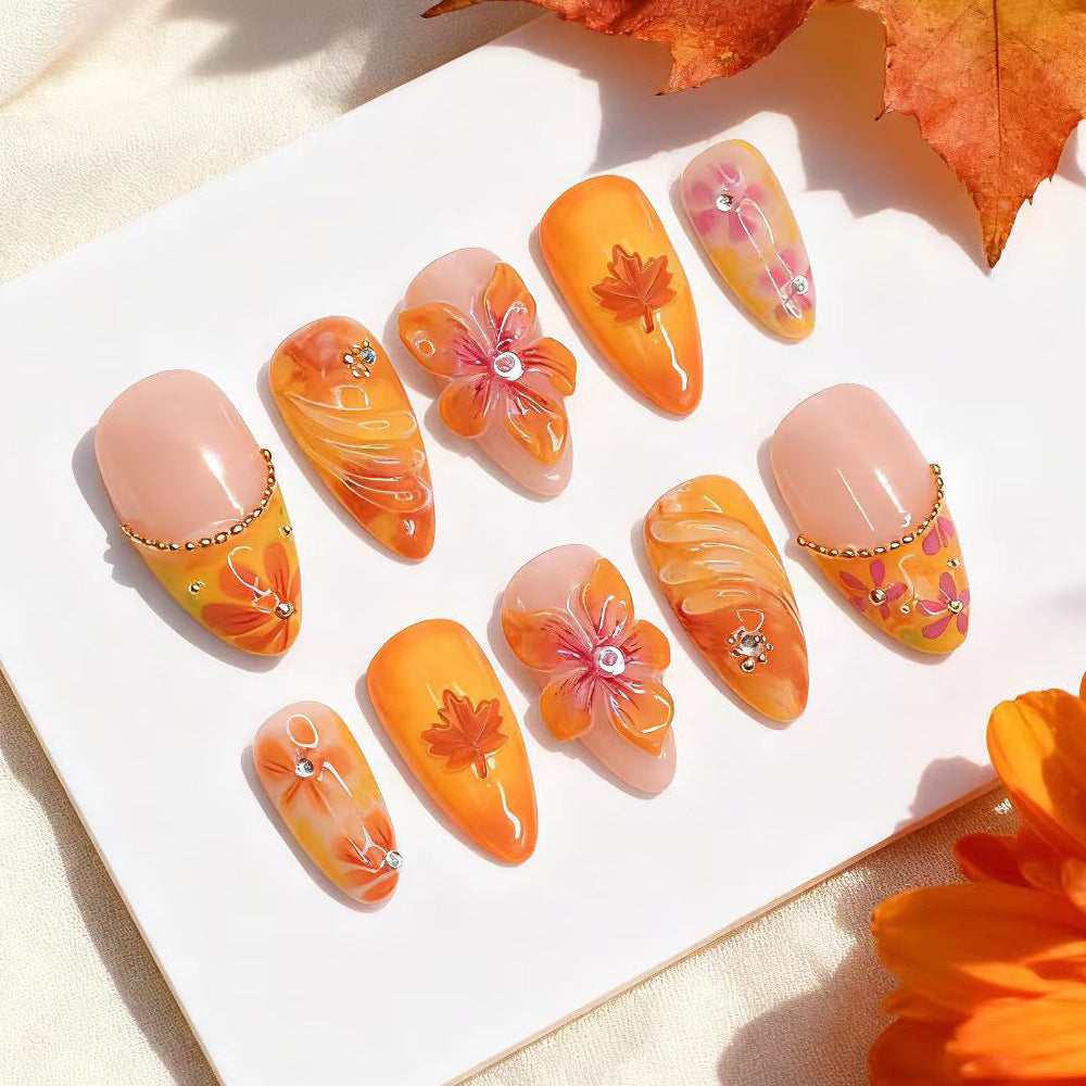 Artistic Floral-Themed Press-On Nail Set Stornfield