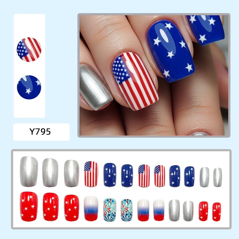 Artificial Nail Set with Patriotic Motifs Stornfield