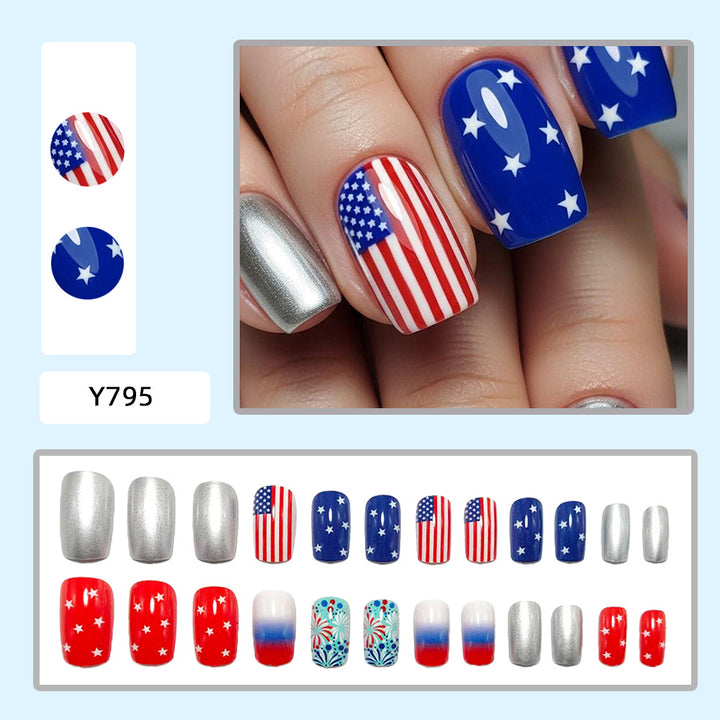 Artificial Nail Set with Patriotic Motifs Stornfield
