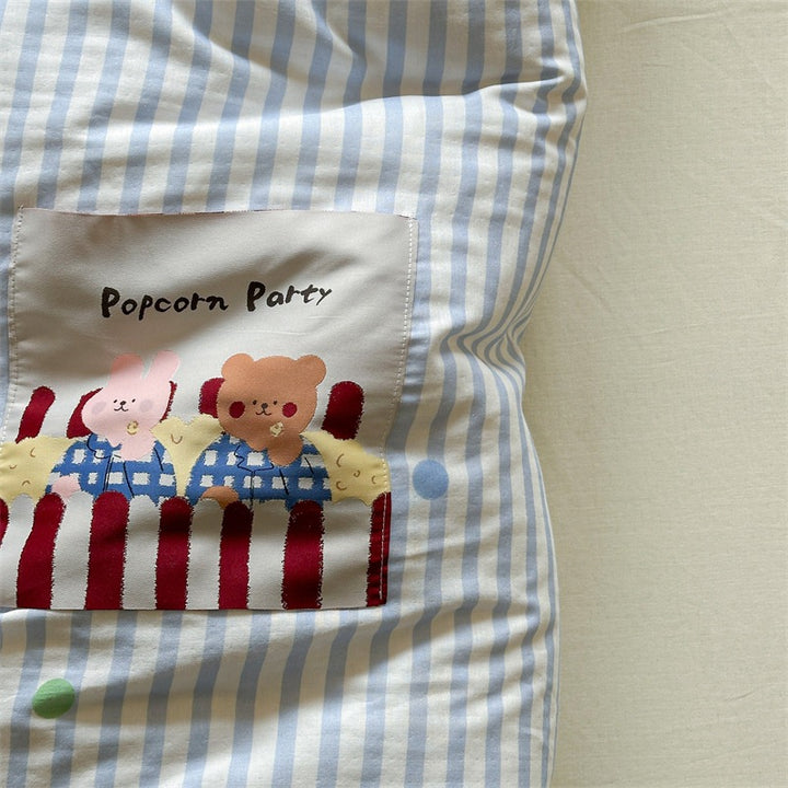 Striped Cotton-Blend Lightweight Reversible Comforter with Playful Dot Accents