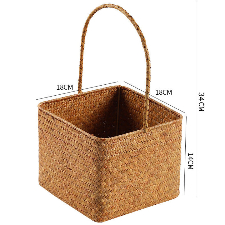 Handwoven Natural Fiber Carrying Basket Stornfield