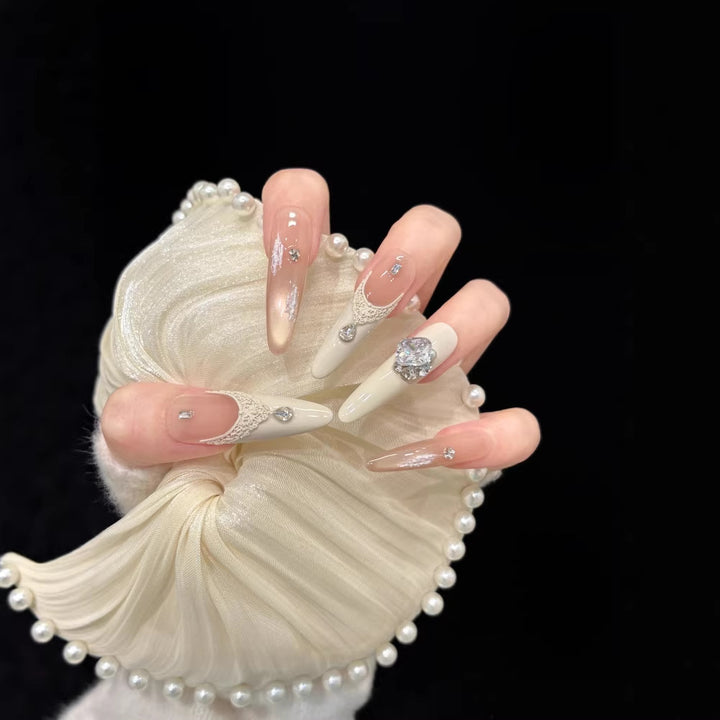 Luxurious Gel Nail Art Tips with Gem Accents