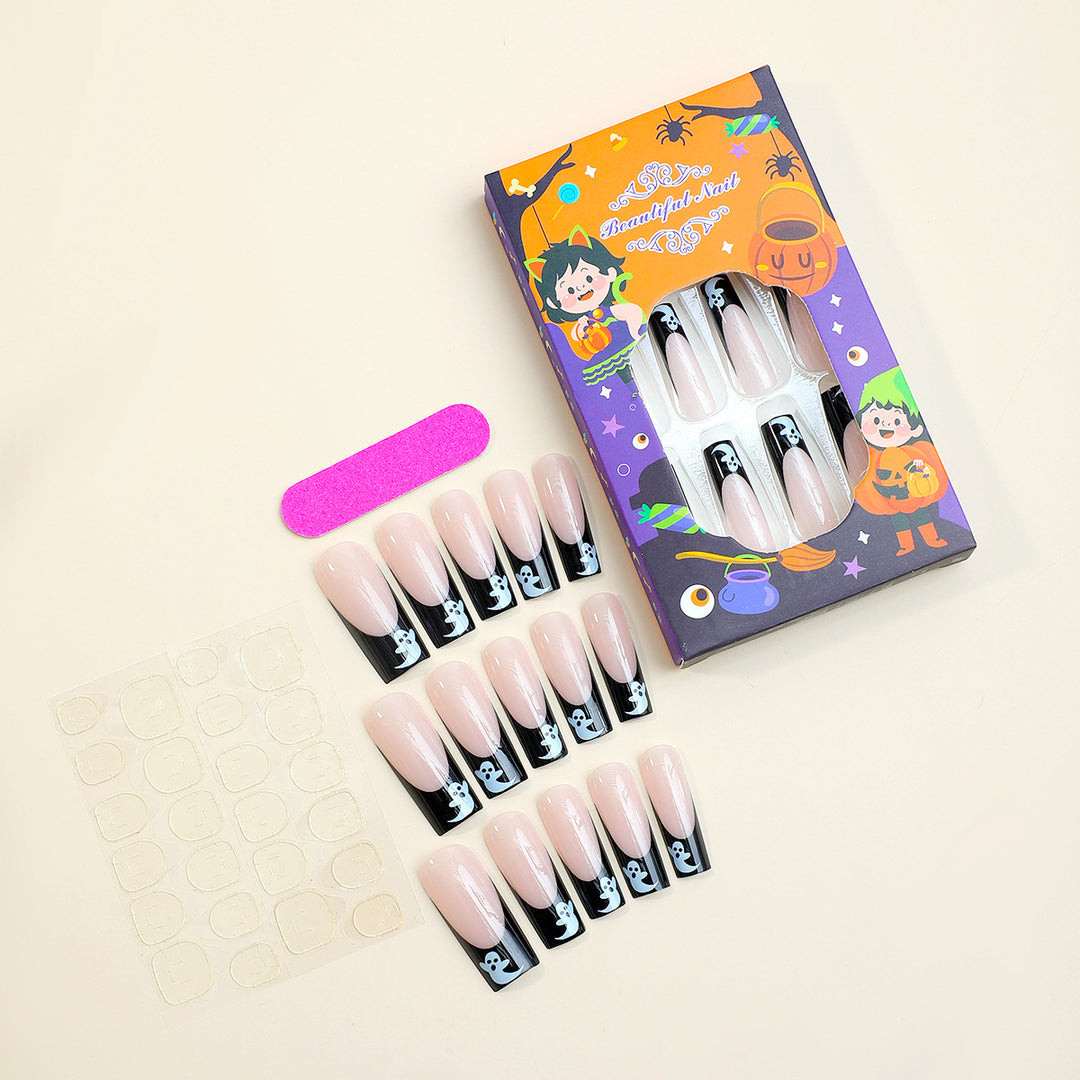 Creative Halloween Nail Art Set with Creepy Ghost Designs and Glittery Colors Stornfield