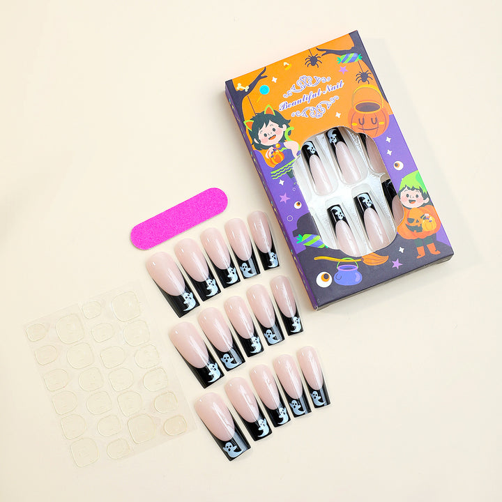 Creative Halloween Nail Art Set with Creepy Ghost Designs and Glittery Colors Stornfield
