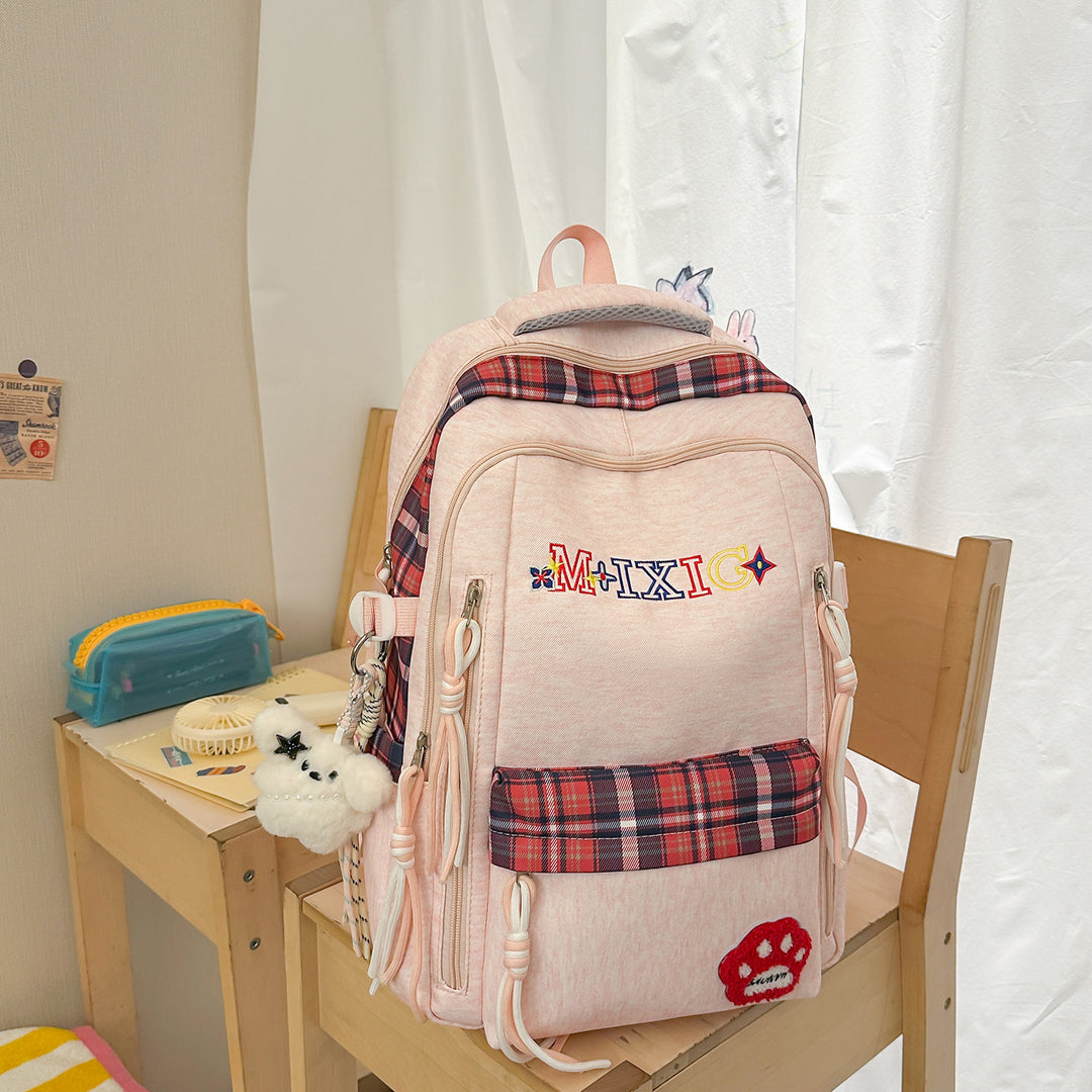 Playful Plaid Print Backpack Stornfield