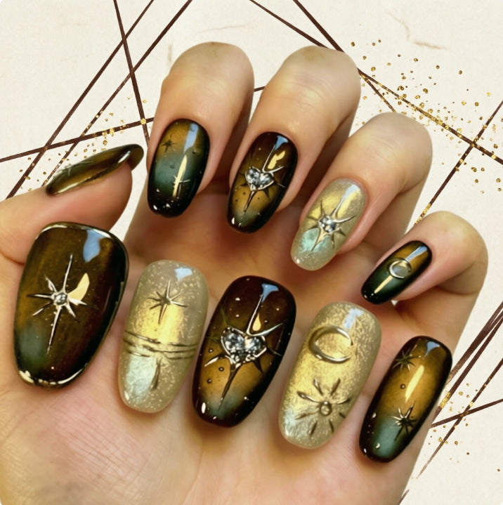 Glamorous artificial nails with sparkling star design Stornfield