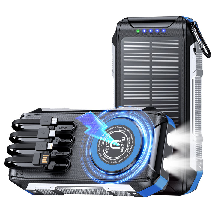Multifunctional solar power bank with LED light and fast charging function Stornfield