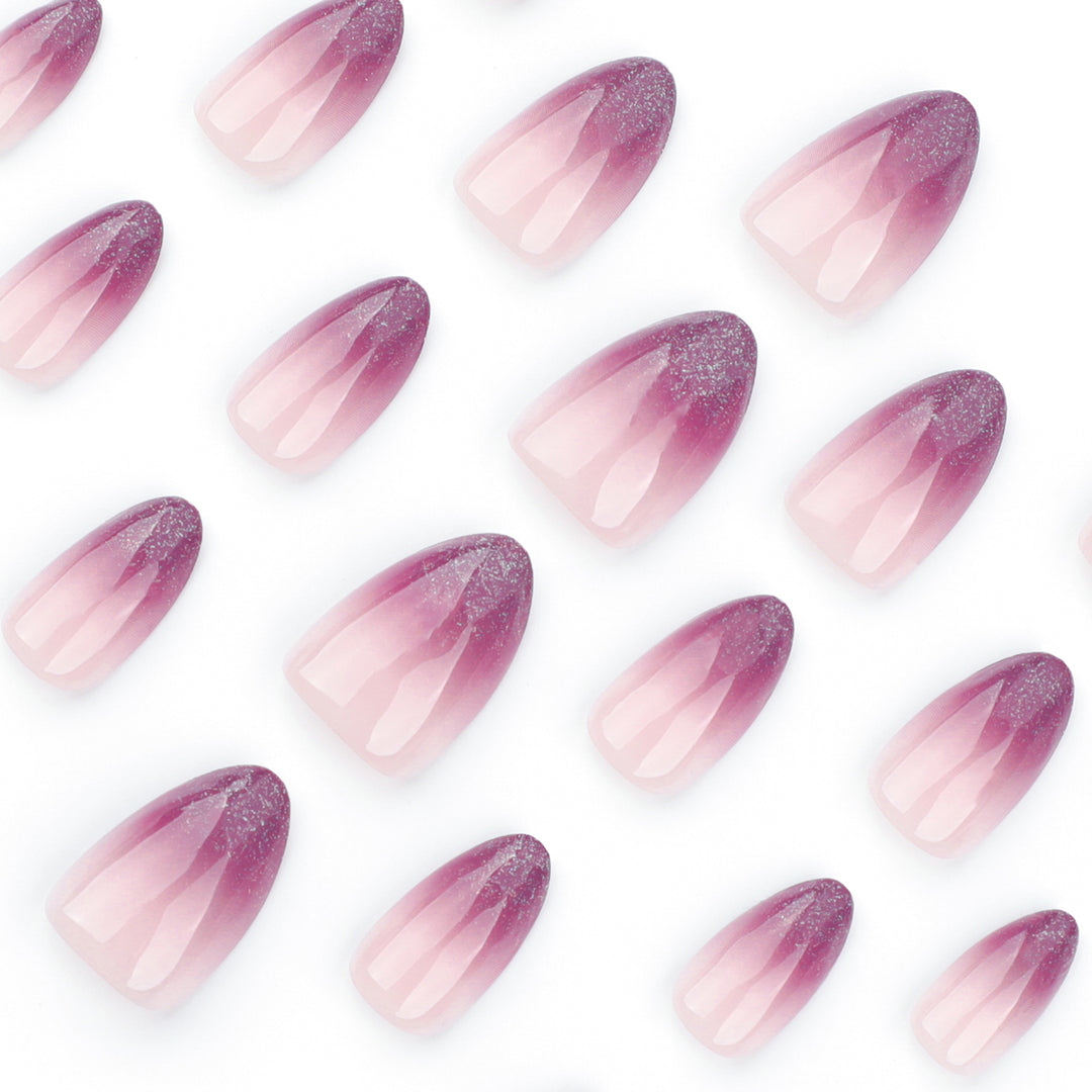 Shiny nail extensions with gentle ombre effect Stornfield