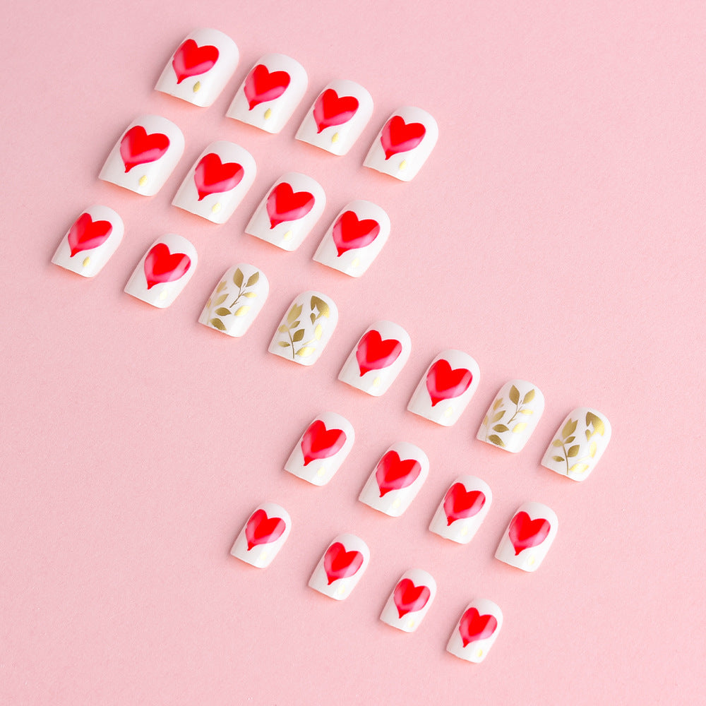 Romantic Heart-Designed Press-On Nail Art Set Stornfield