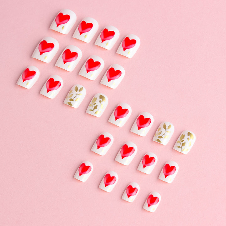 Romantic Heart-Designed Press-On Nail Art Set Stornfield