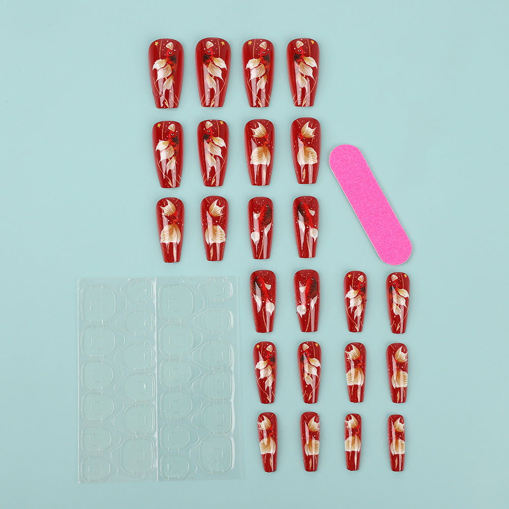Artificial nail tips with floral accents Stornfield