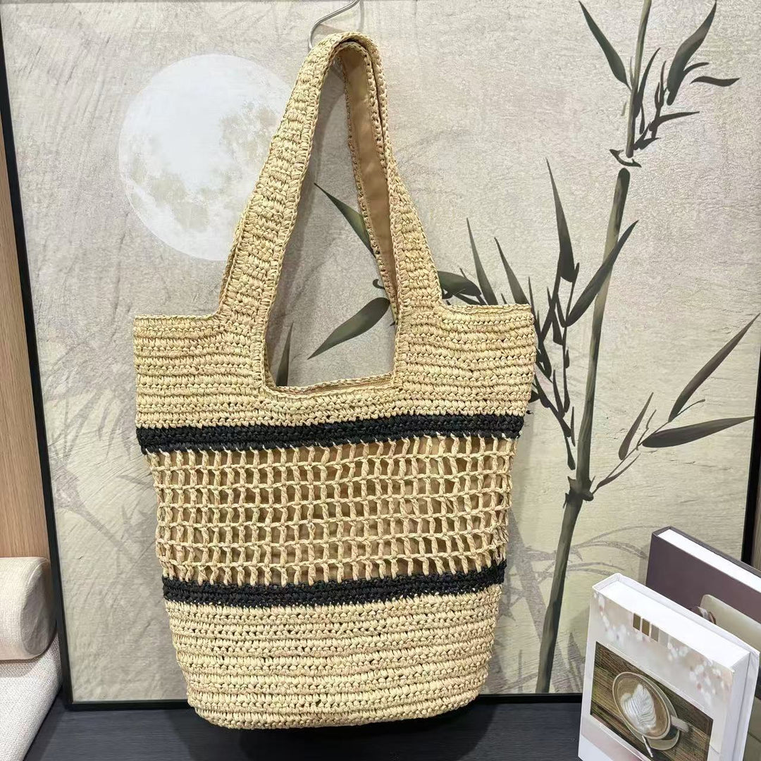Handwoven tote bag with modern grid pattern Stornfield