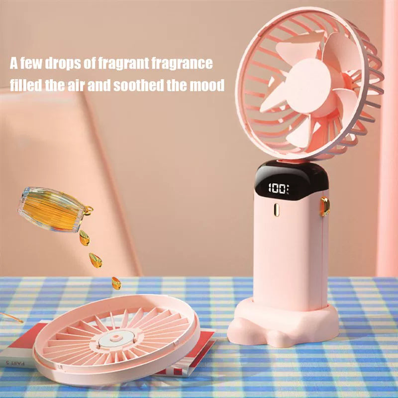 Unisex One Size Foldable Rechargeable Hand Fan with LED Battery Status Indicator and Removable Charging Station Stornfield