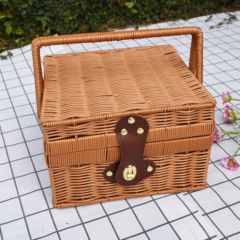 Handcrafted Woven Picnic Basket with Leather Closure Stornfield
