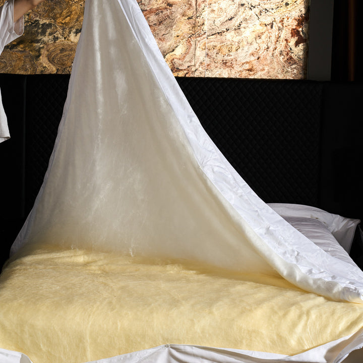 Elegant jacquard bed linen set made of cotton satin with a fine relief texture and hotel-style pillowcases