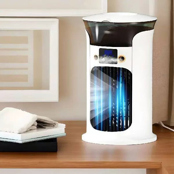 Unisex one size compact cylindrical digital personal cooling fan with programmable LED display and multi-level speed settings Stornfield