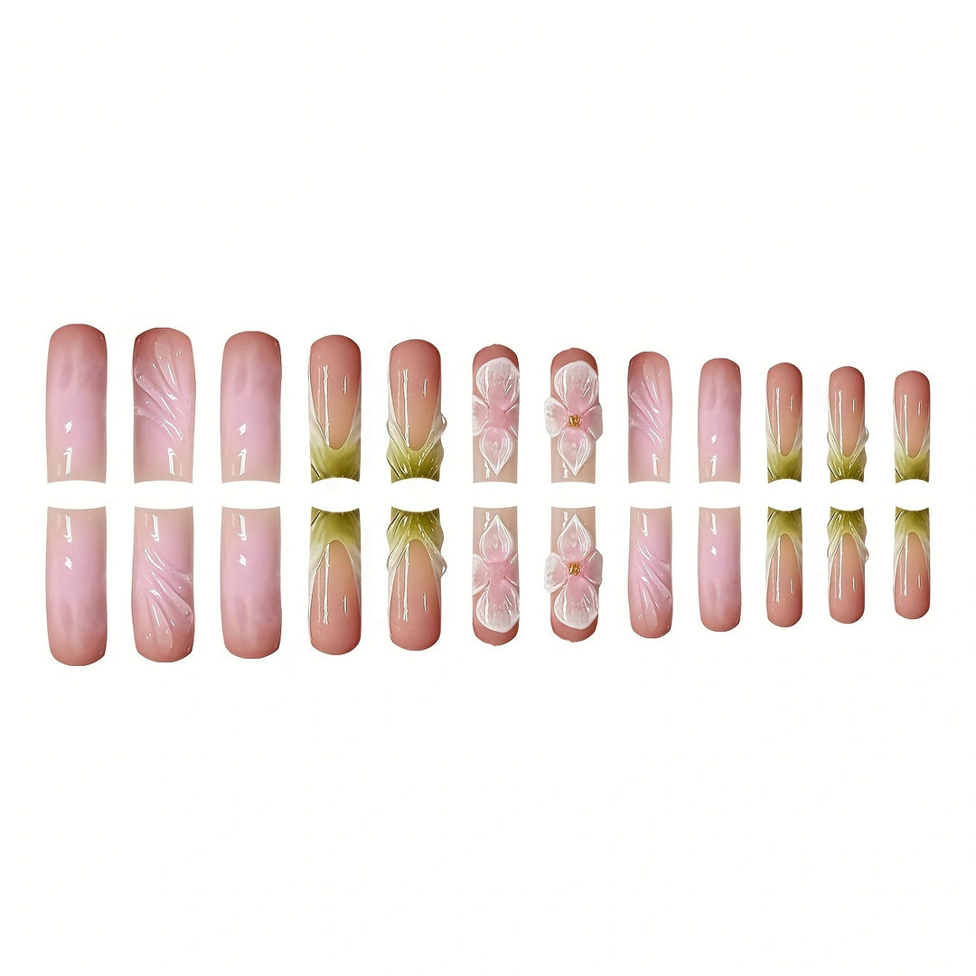Artistic Floral Press-On Nail Extensions Stornfield