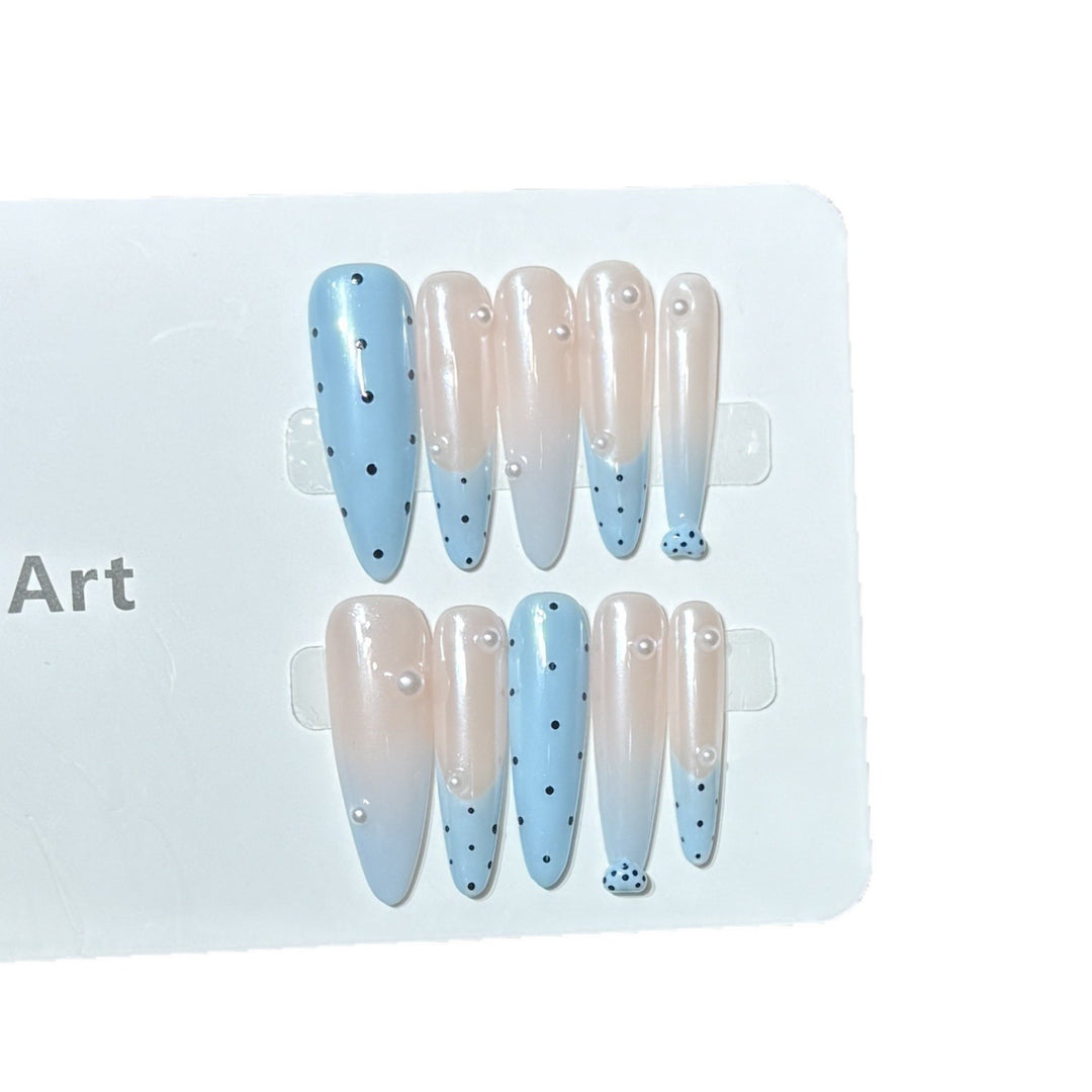 Decorative Press-On Nail Set with Unique Dot Design Stornfield
