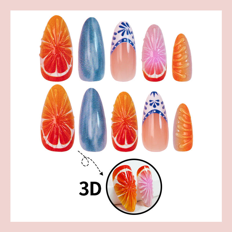Artificial nail set with vibrant fruit designs Stornfield