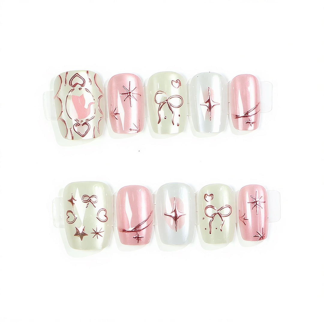 Decorative Press-On Nail Art Set with Glitter Accents Stornfield