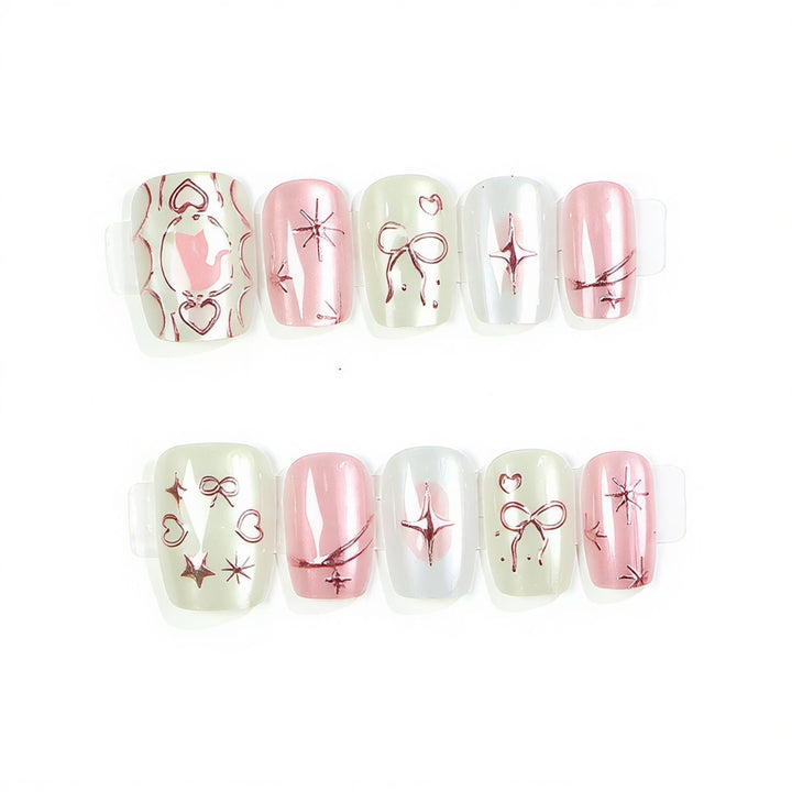 Decorative Press-On Nail Art Set with Glitter Accents Stornfield