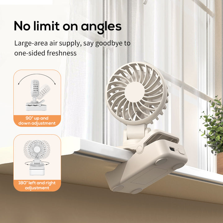 Unisex portable clip fan with folding head and rechargeable battery Stornfield