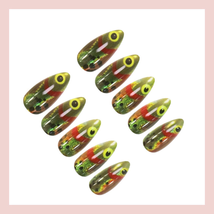 Nail art set with creative 3D eye and glitter accents Stornfield