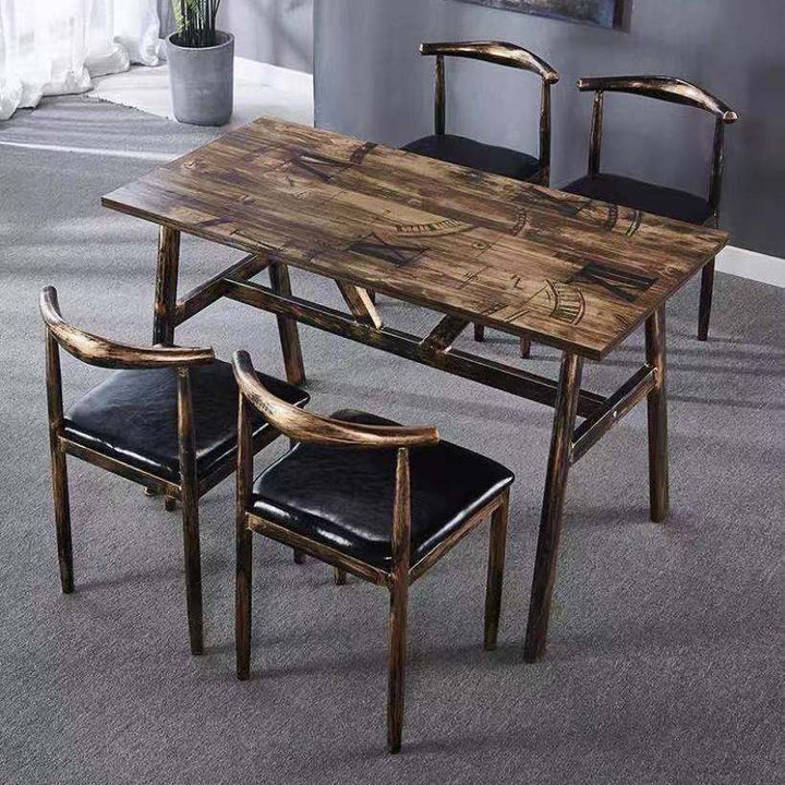 Vintage dining table with custom license plate design Stornfield