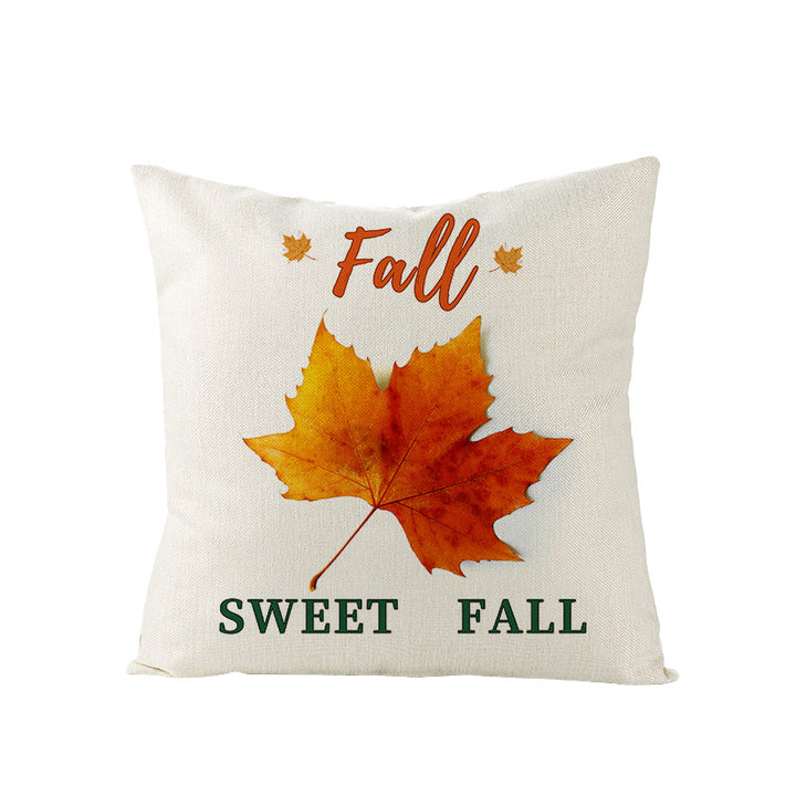 Autumn Linen-Blend Square Throw Pillow Cover with Hidden Zipper and 'Hello Autumn' Script