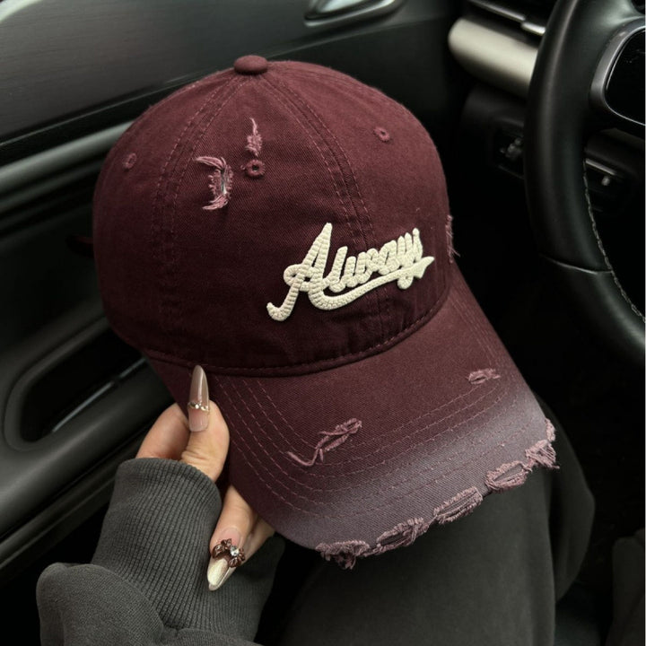 Women's Distressed Denim Style Baseball Cap Stornfield
