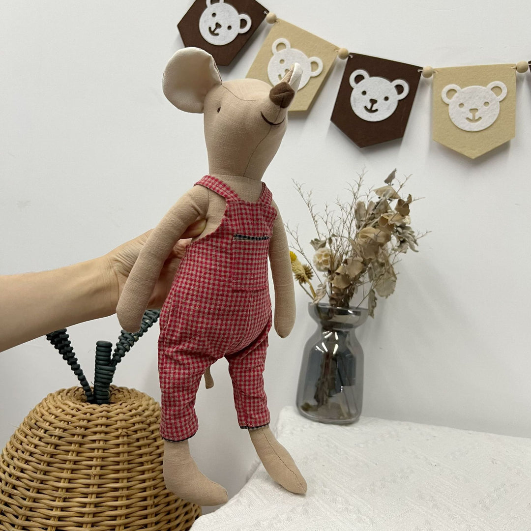 Handcrafted Linen Elephant Soft Toy with Ruffled Collar