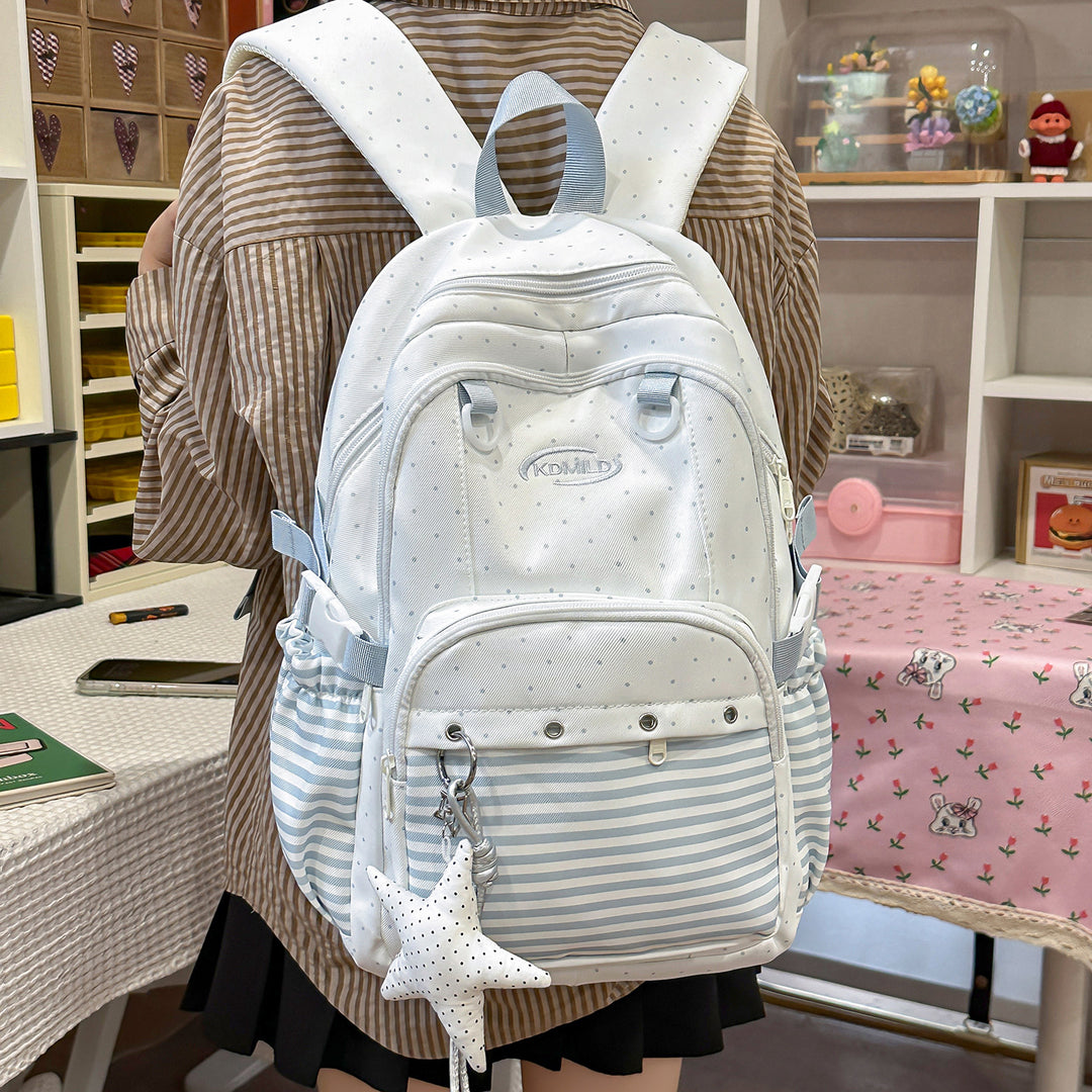 Versatile Polka Dot and Striped Design Backpack Stornfield