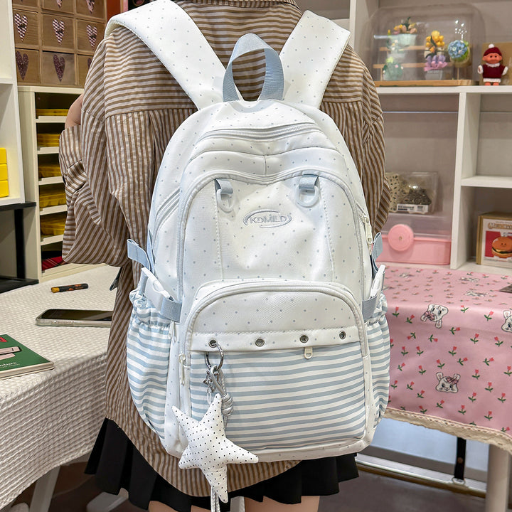 Versatile Polka Dot and Striped Design Backpack Stornfield