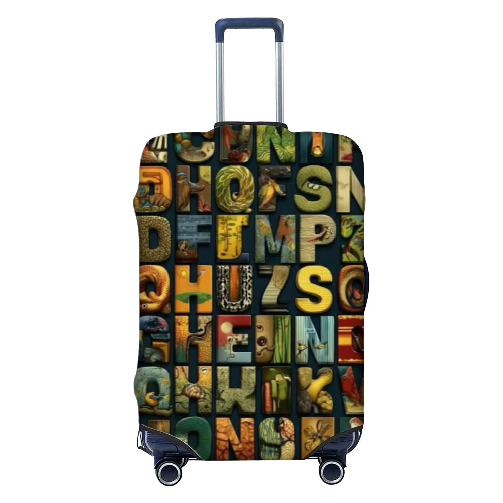 Unisex nan elastic luggage cover with geometric design, stretchable polyester-spandex fabric, zipper opening and non-slip inner securement for trolley Stornfield