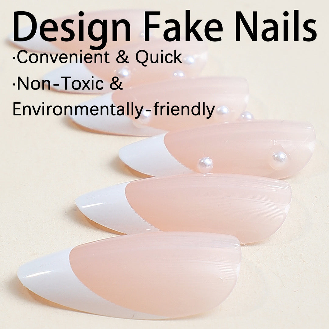 Artificial nail set with elegant tips and pearl decorations Stornfield