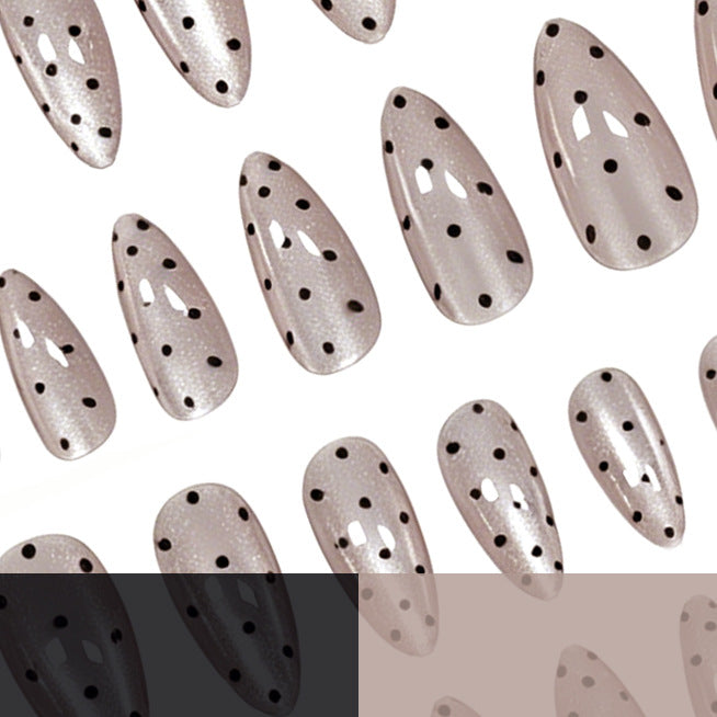 Elegant Polka Dot Almond-Shaped Nail Art Enhancements Stornfield