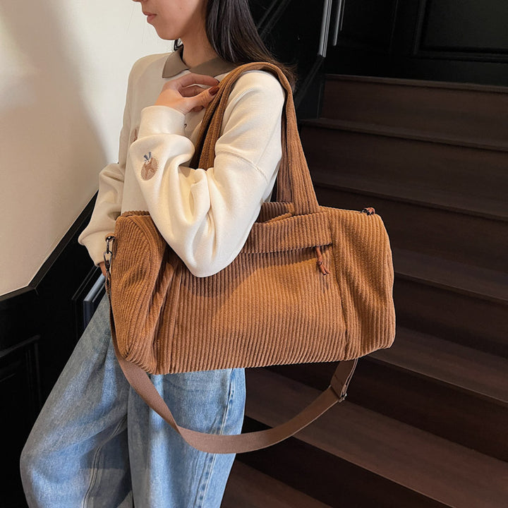 Sporty Travel Bag Made of Soft Cord Material with Adjustable Shoulder Strap Stornfield