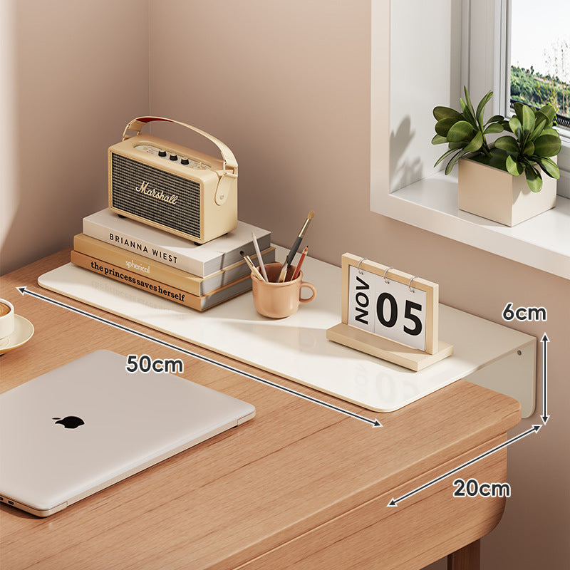 Slim Floating Wall-Mounted Desk Shelf Monitor Riser with Sleek Tempered Glass Surface