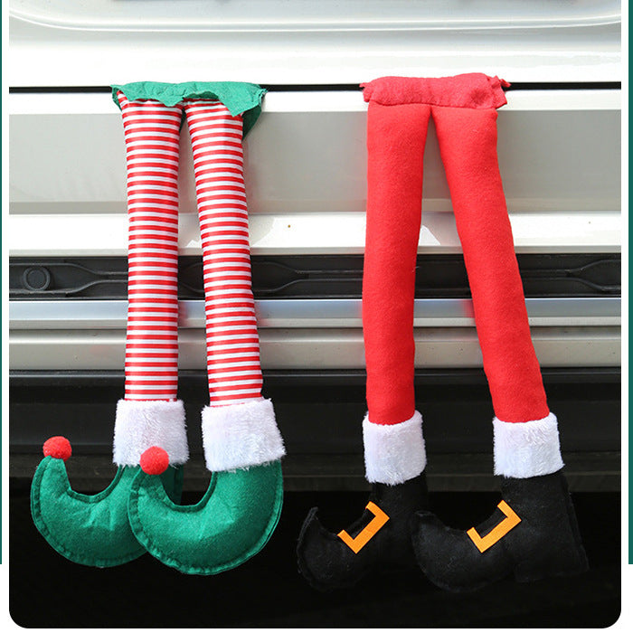 Funny Christmas tree decoration with elf shoes