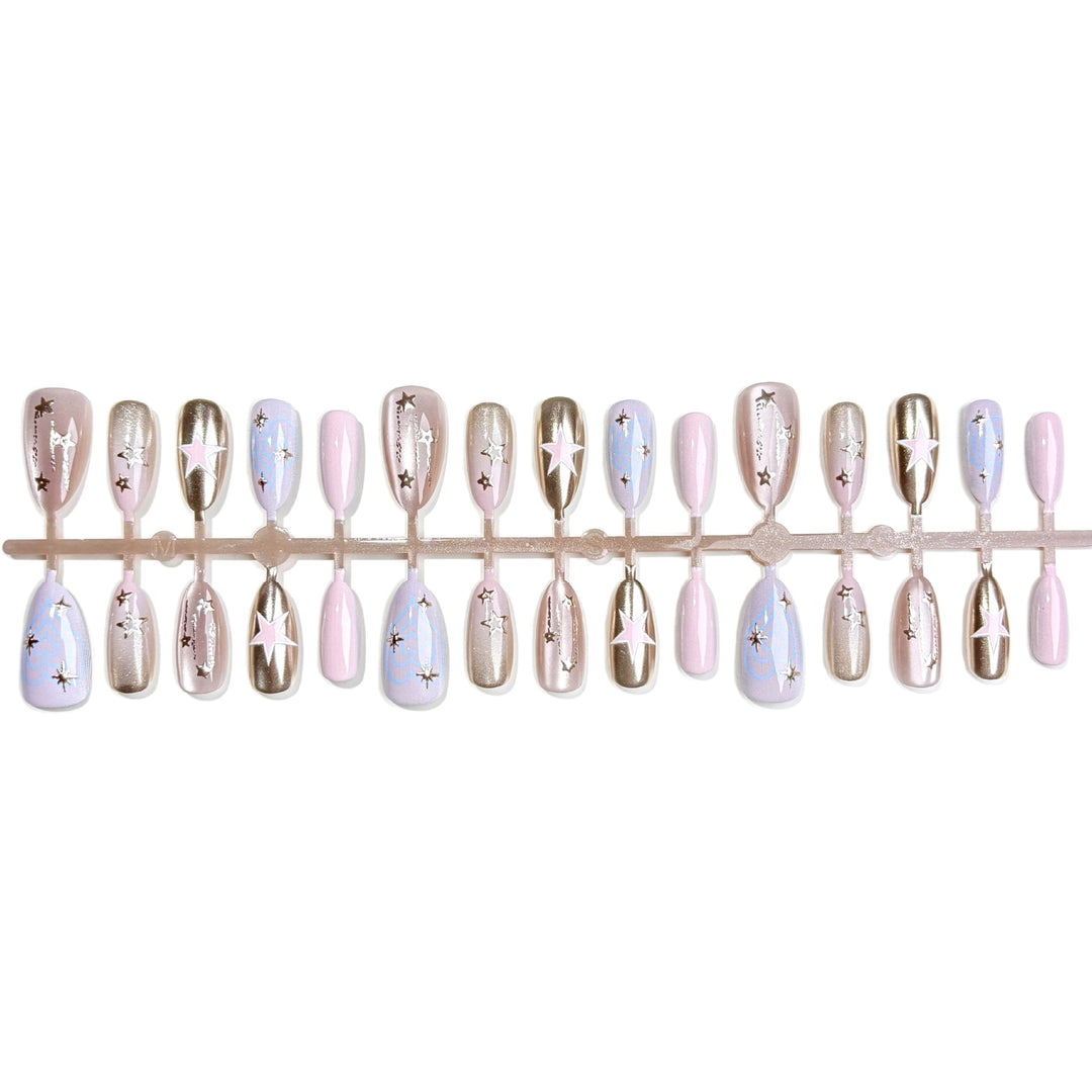 Artistic Star-Embellished Press-On Nail Set