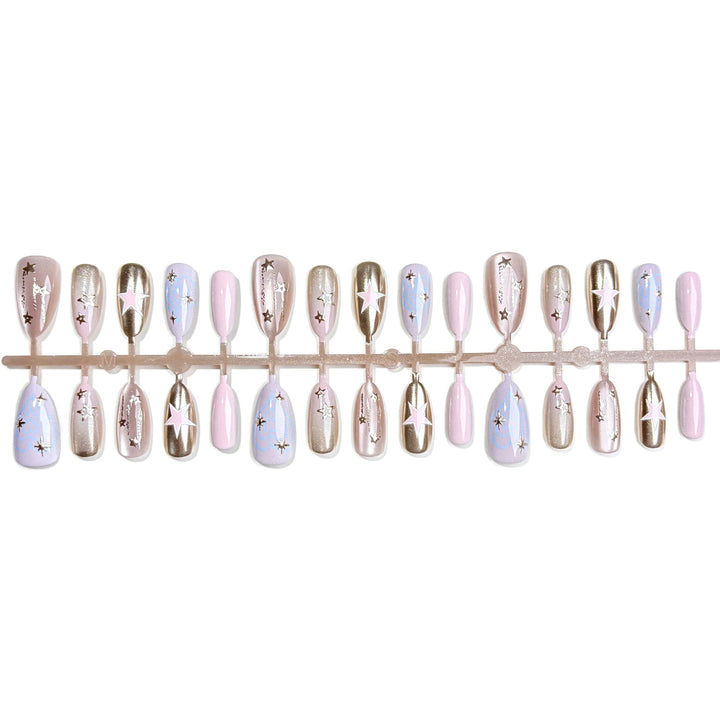 Artistic Star-Embellished Press-On Nail Set