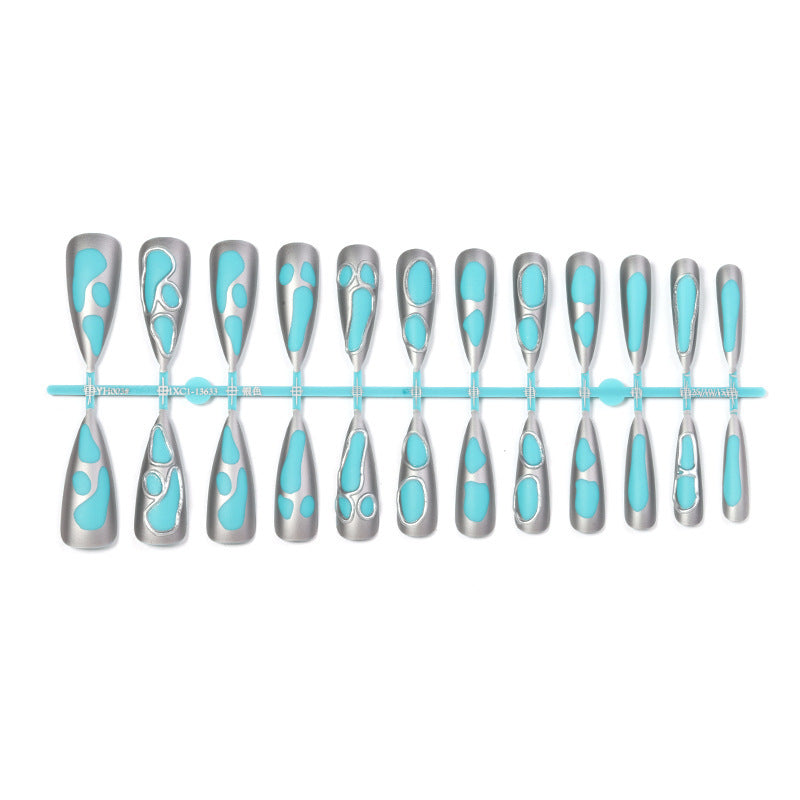 Acrylic nail set with modern geometric designs Stornfield