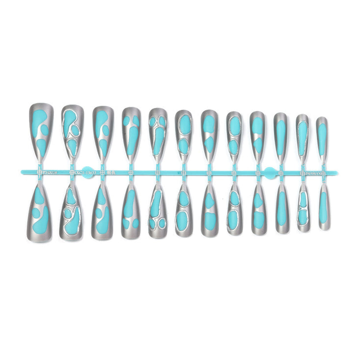 Acrylic nail set with modern geometric designs Stornfield