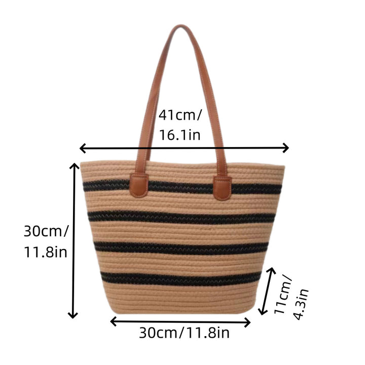Fashion shopping bag with textured wicker design and leather handles Stornfield