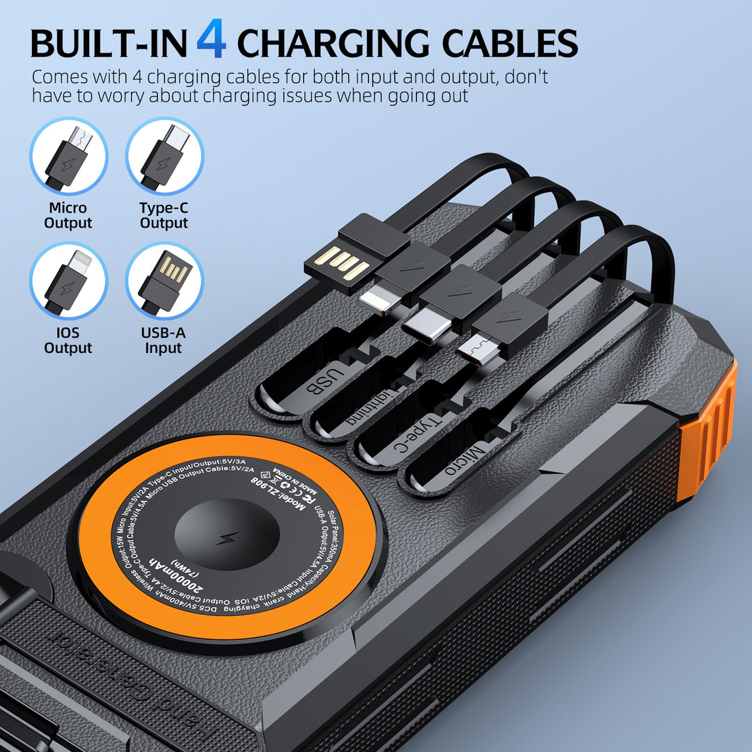 Outdoor Powerbank with solar charging function and integrated LED lamp Stornfield