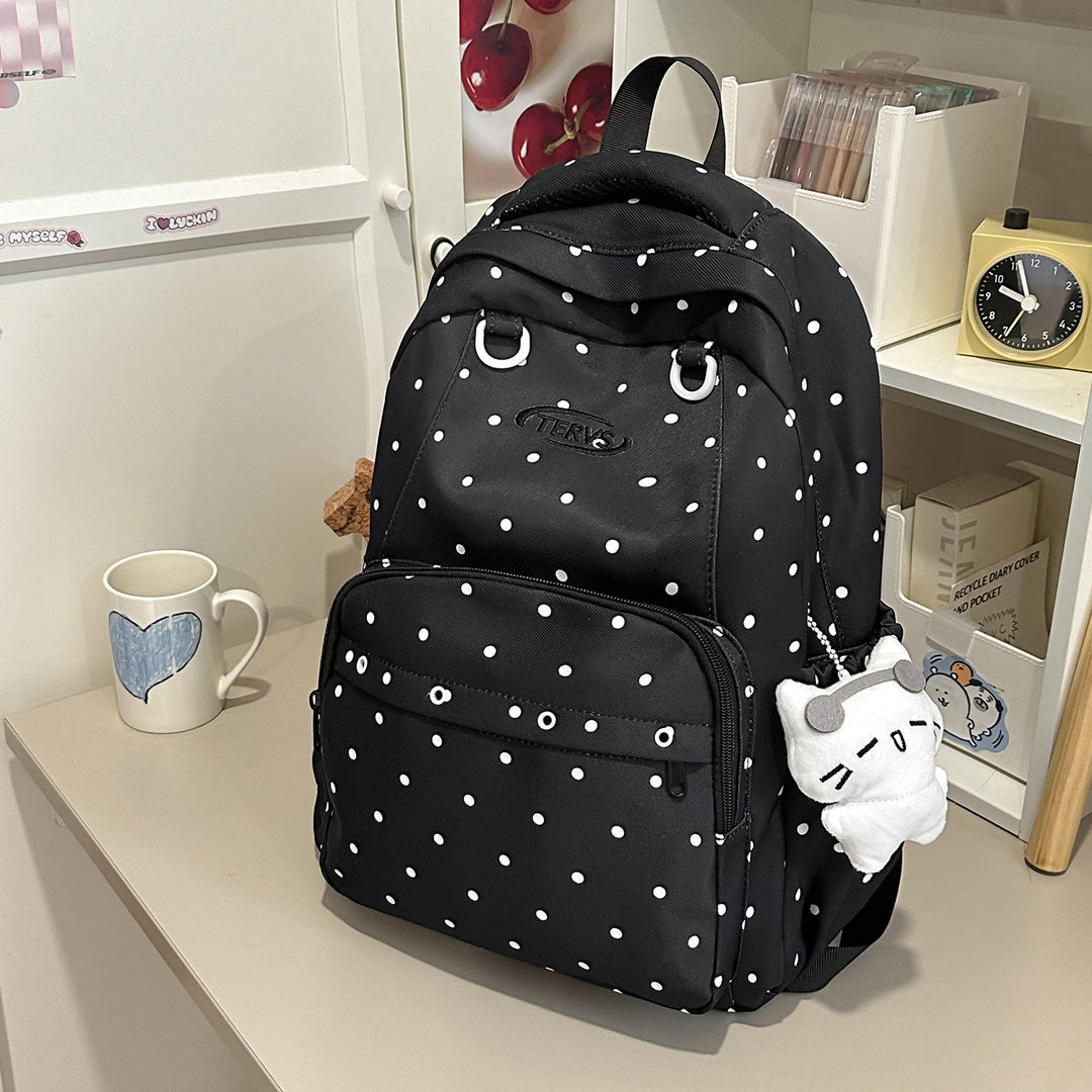 Polka Dot Print Backpack with Accessories Stornfield